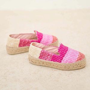 Raffia Stripes Double Sole Espadrilles Yucatán - Peony & Apricot